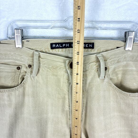 Ralph Lauren Black Label Straight Jeans Mens 34x34 (36x34) Tan Button Fly Preppy - Picture 5 of 11